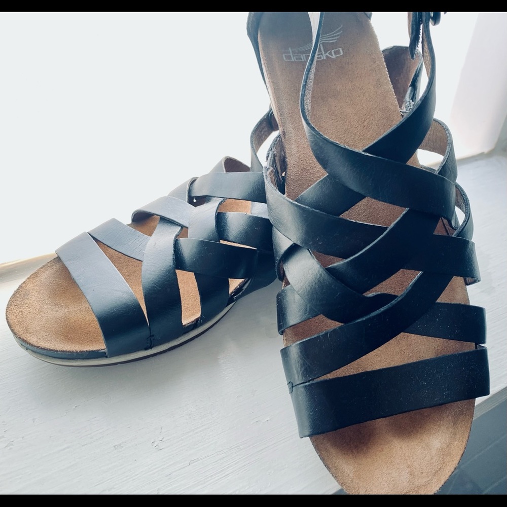 Dansko Black Strappy Sandals